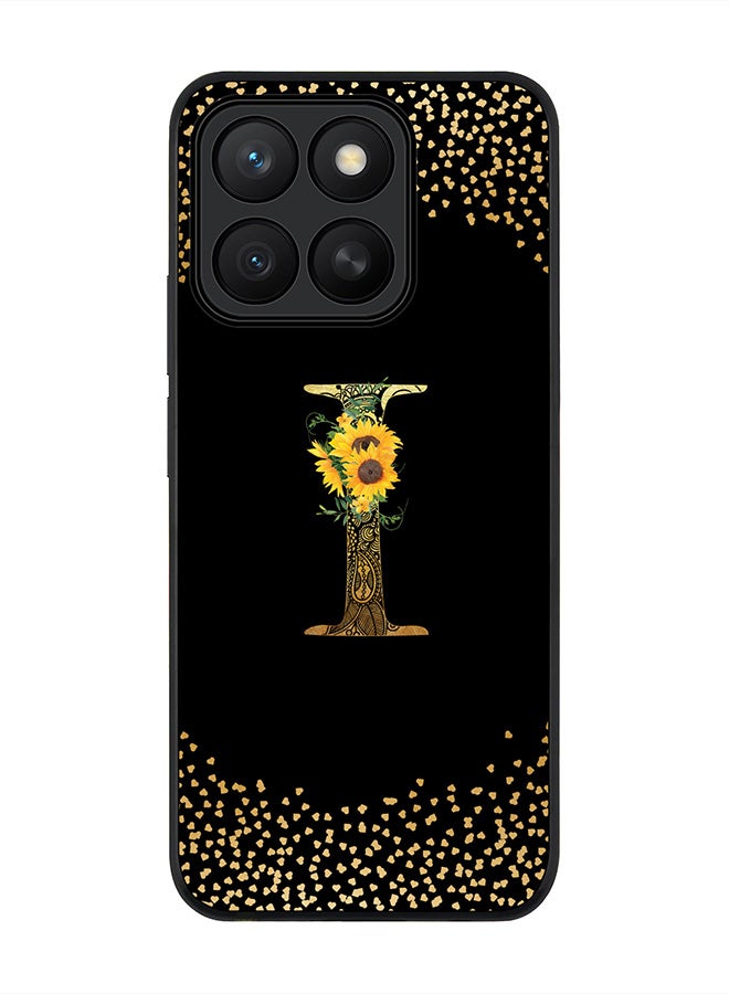 Stylizedd For Honor X8c Case,Slim fit Camera Protection, Shockproof Thin Phone cover  - Custom Floral Monogram - I ( Black )