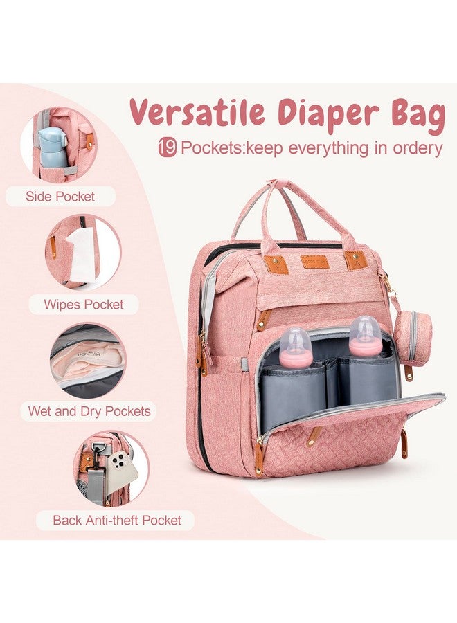 JOYCE Diaper Bag, with Diaper Changing Station, Multi-functional Large-capacity Diaper Bag Backpack, Best Gift for Newborns, Travel Essentials Diaper Bag Backpack (Pink) - Image 2