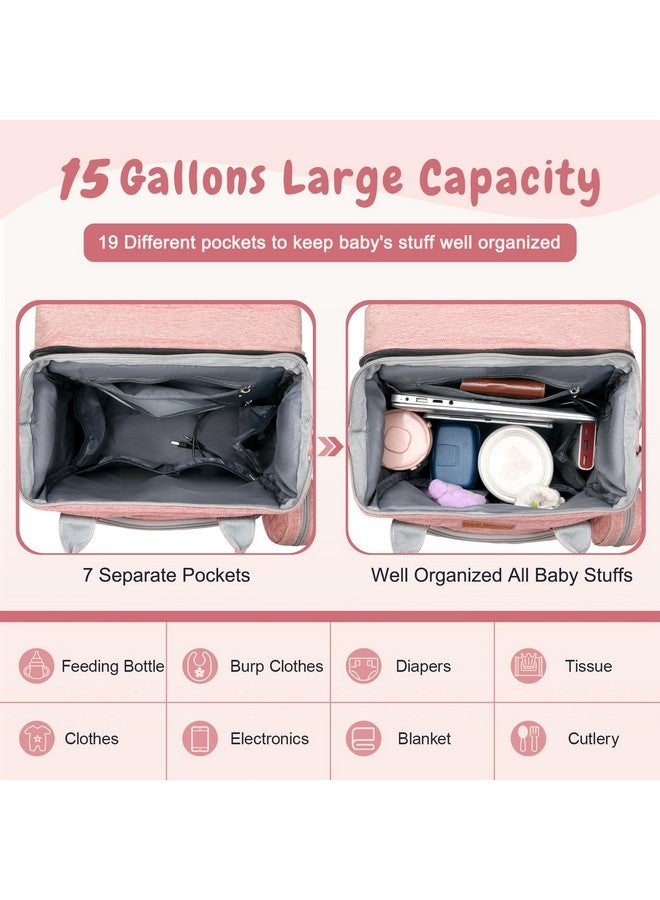 JOYCE Diaper Bag, with Diaper Changing Station, Multi-functional Large-capacity Diaper Bag Backpack, Best Gift for Newborns, Travel Essentials Diaper Bag Backpack (Pink) - Image 3