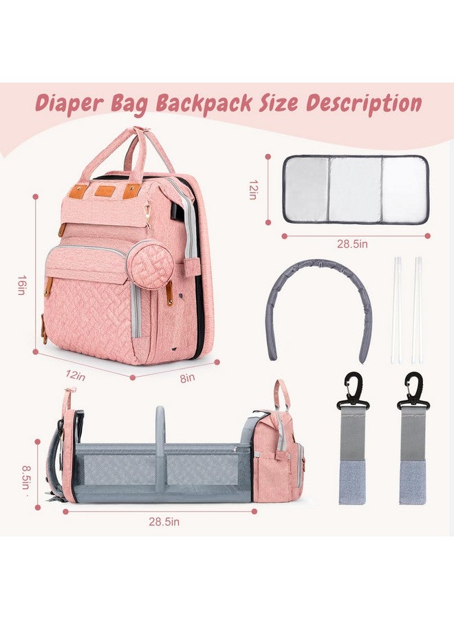 JOYCE Diaper Bag, with Diaper Changing Station, Multi-functional Large-capacity Diaper Bag Backpack, Best Gift for Newborns, Travel Essentials Diaper Bag Backpack (Pink) - Image 1