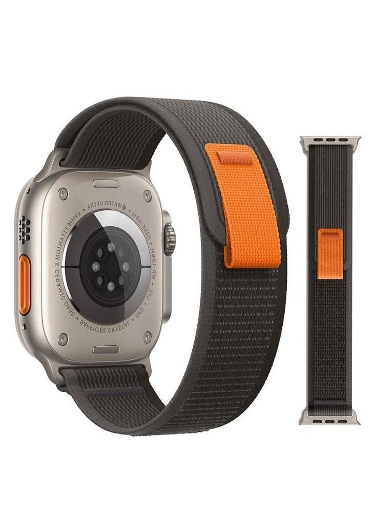 Generic - Trail Loop Band Compatible With Apple Watch 44/42mm, Nylon Sport Strap Compatible With IWatch Series SE Gray Black - Image 1