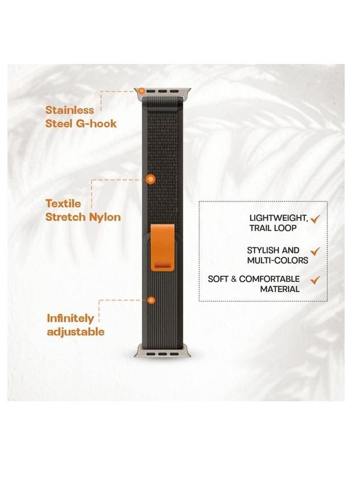 Generic - Trail Loop Band Compatible With Apple Watch 44/42mm, Nylon Sport Strap Compatible With IWatch Series SE Gray Black - Image 1