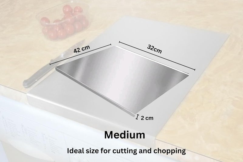 Halsey Homes Stainless Steel Counter Top Board for Kitchen | Worktop Platform | Round Edge | for Cutting - Chopping Vegetables Meat Fish Fruits (Counter TOP Medium (42x32) CM) - Image 2