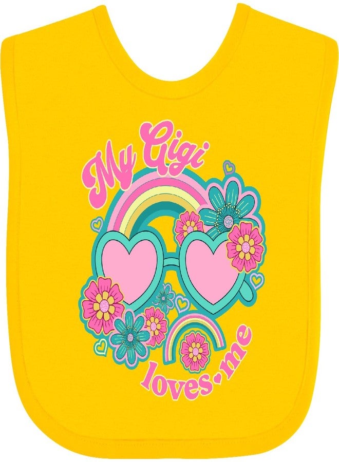 inktastic My Gigi Loves Me Girls Rainbow Granddaughter Baby Bib Yellow 41ec8 - Image 1