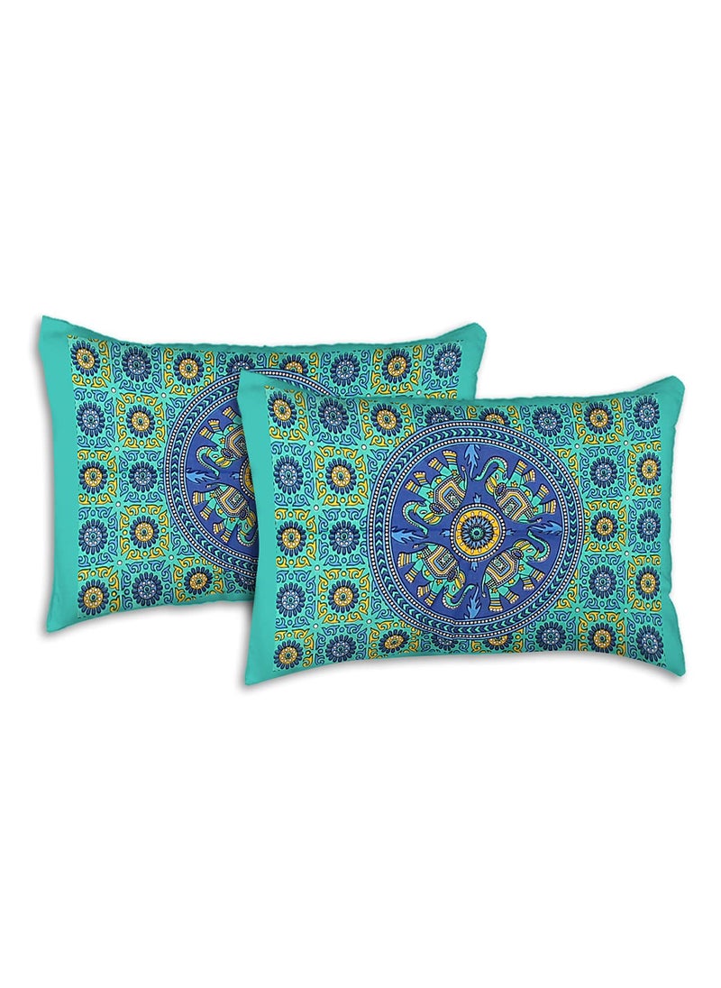 Queenie Queenie Brand Jaipuri Traditional Fantasy Printed 144 TC 100 Cotton Double Bedsheet With 2 Pillow CoversMulticolour  - Image 2