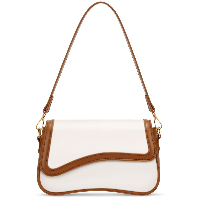 KKXIU Shoulder Bag for Women Small Clutch Purses Cute Hobo Handbag Trendy Underarm Bag-Beige and Brown - Image 1