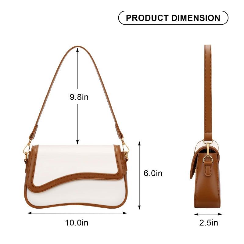 KKXIU Shoulder Bag for Women Small Clutch Purses Cute Hobo Handbag Trendy Underarm Bag-Beige and Brown - Image 5