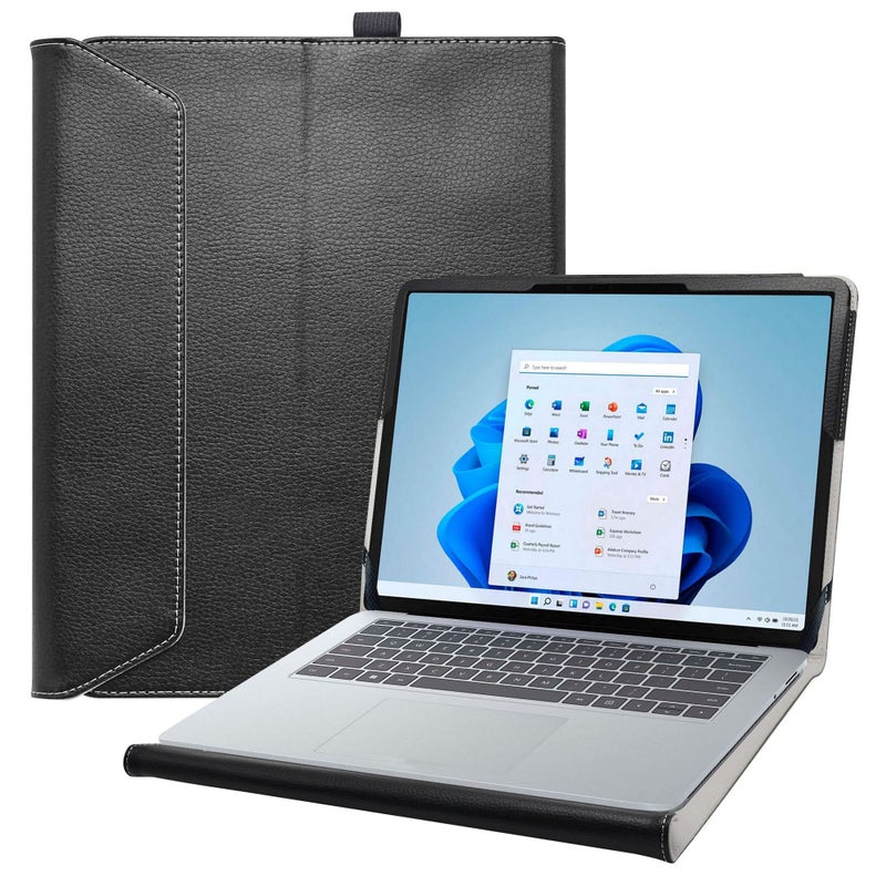 Bige Surface Laptop Studio 2 Case PU Leather Folio 2Folding Stand Cover for Microsoft 144 Tablets Black