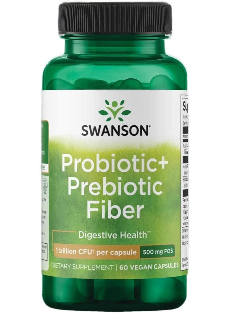 SWANSON PROBIOTIC + PREBIOTIC FIBER | 60 VEG CAPS - Image 1