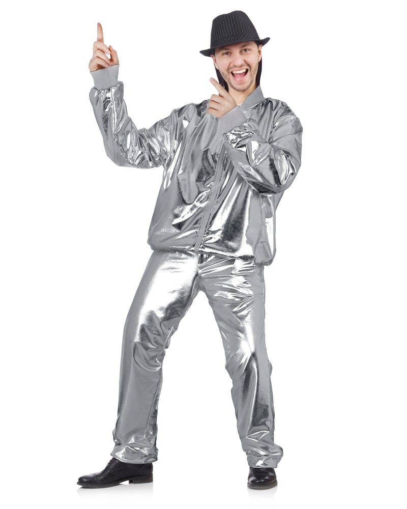 Halfchet Men's Metallic Jacket and Pants Set Jacket Men Straight Leg Trousers Costume for Men Disco Cosplay Party (Silver,XX-Large) - Image 4