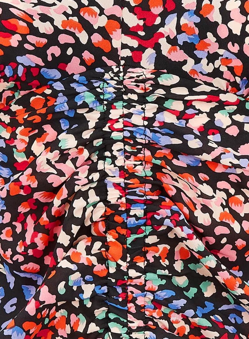نيدز نو ليبل Multicoloured Animal Ruche Midi Dress