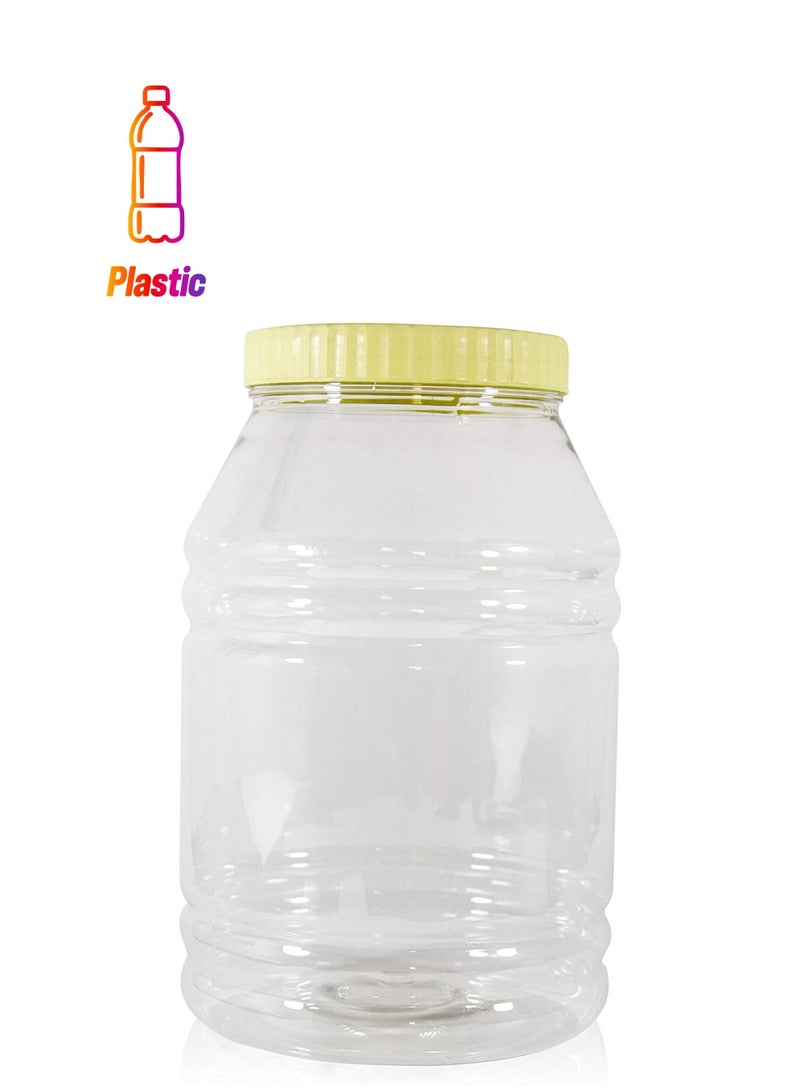 الصقر برطمان بلاستيك لتخزين التوابل للحيوانات الأليفة من 3 قطعة (5000مل) -سنبيت برطمانات دائرية شفافة بغطاء - زجاجات بلاستيكية شفافة للحيوانات الأليفة