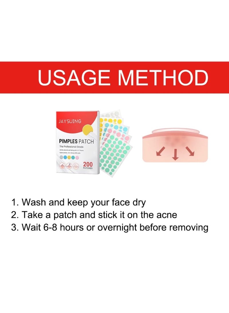 Jaysuing 200 Pcs Pimple Patches Hydrocolloid Non Drying Acne Patches for Face Colorful Moon Pimple Spot Sticker with Hyaluronic Acid Tea Tree Oil and Centella Oil Pimple Patches for Covering Blemishes and Zits - Image 5