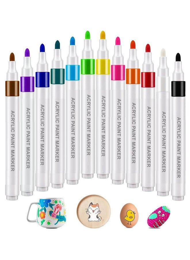 SUPER TOY 12 Colors Acrylic Paint Art Marker Pen Set, Premium Acrylic Paint Pens for Wood, Canvas, Stone, Rock Painting, Glass, Ceramic Surfaces, DIY Crafts Making Art Supplies - Image 1
