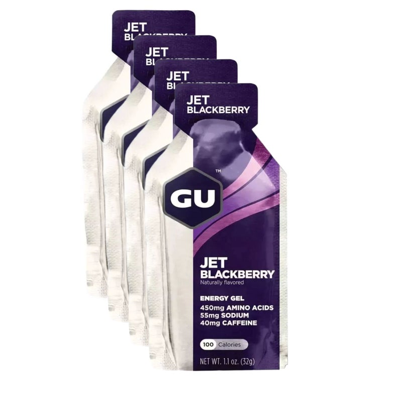 Gu Energy Gel, Jet Blackberry, Quick and Sustained Energy, Electrolyte ReplacementGu Energy Gel, Vanilla Bean, 1 Piece, Quick and Sustained Energy, Electrolyte Replacement, Pack of 4 - Image 1