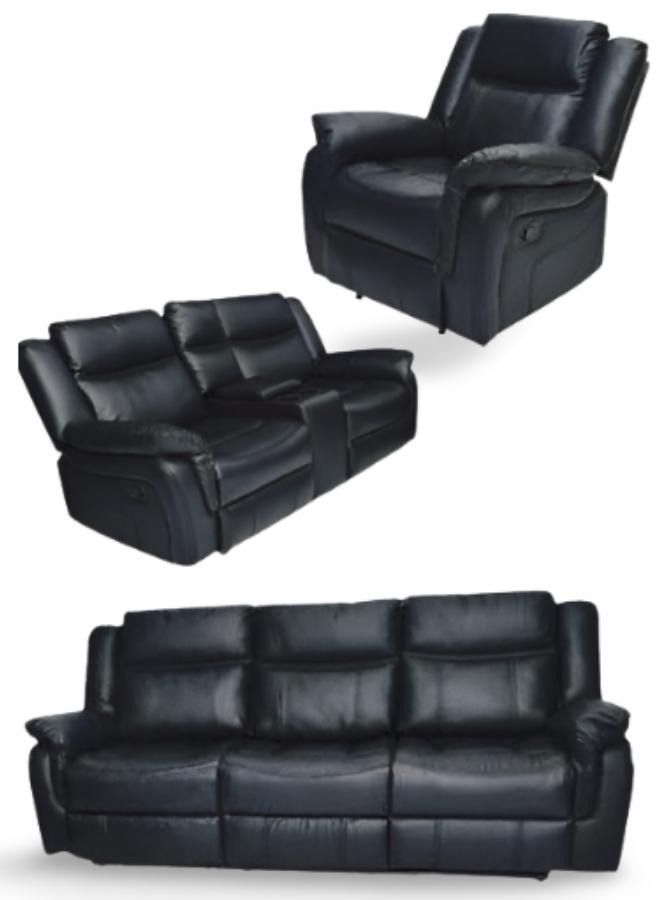 SULSHA Modern Soft Leather 5-Seater Sofa Set for Sweet Home, Meeting Room, Office , Living Room - Black 3+2+1  - Image 1