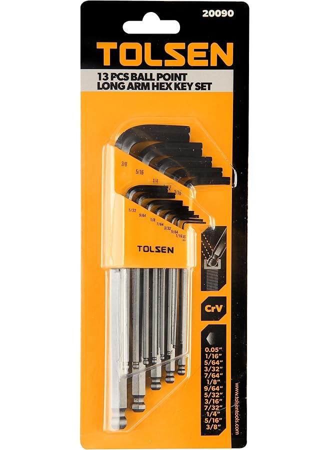 TOLSEN 13Pcs Ball Point Long Arm Hex Key Set Inch - Image 1