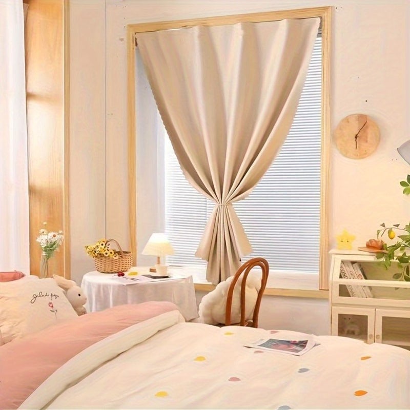 1pc Magic Tape Beige Color Blackout Curtains For Bedroom 96 Percent Blockout Living Room Kitchen Party Decor Easy To Install W70cmxH66 93inch - Image 2