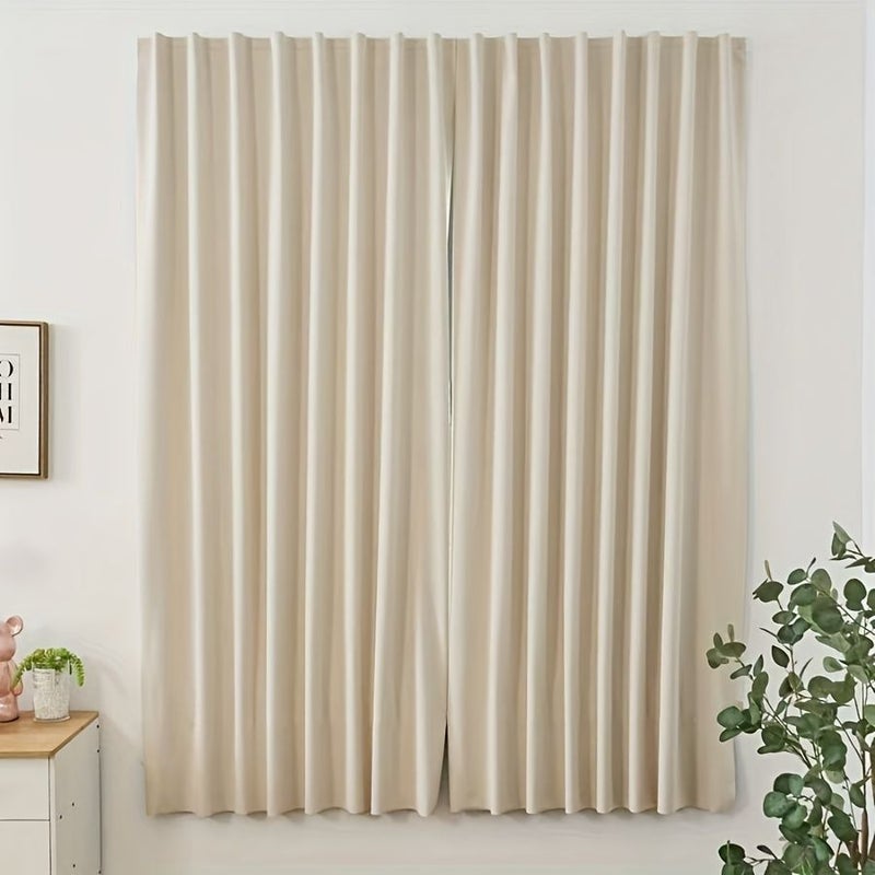 1pc Magic Tape Beige Color Blackout Curtains For Bedroom 96 Percent Blockout Living Room Kitchen Party Decor Easy To Install W70cmxH66 93inch - Image 5