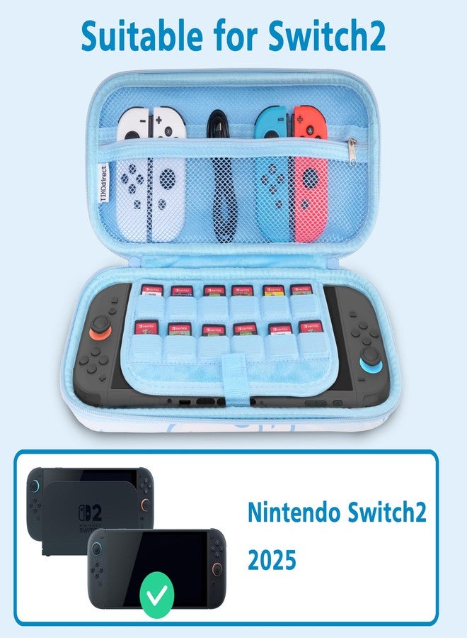 TIKOdirect Carrying Case for Nintendo Switch 2(2025), Cute Portable Travel Bag with 12 Game Card Slots Inner Storage Bag for Nintendo Switch 2 Console Joy-Con & Accessories, Blue - Image 3