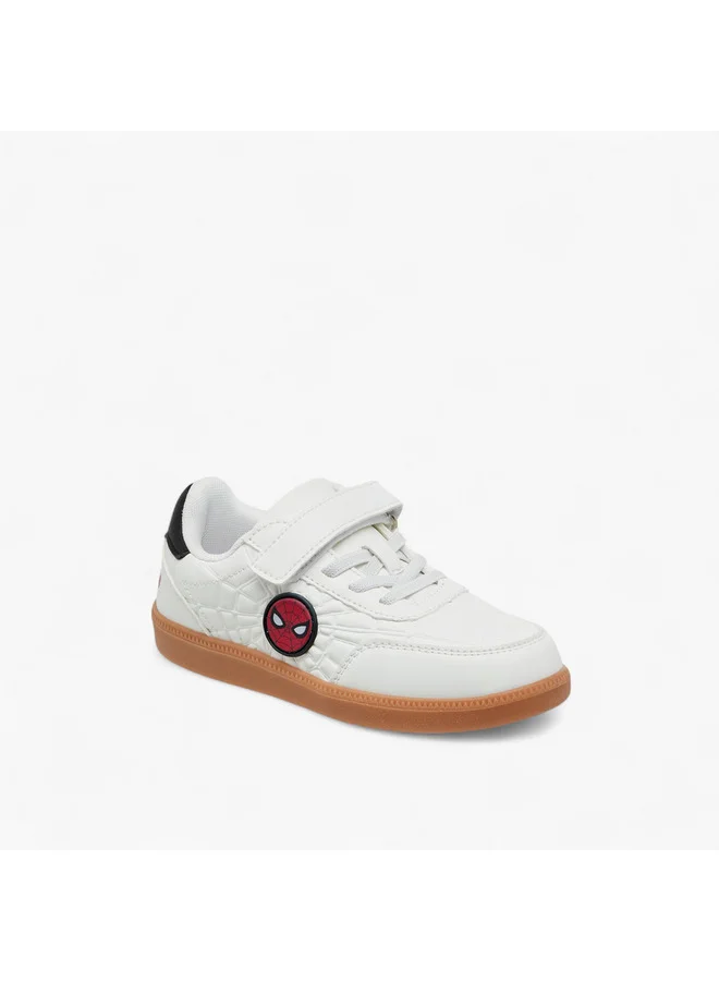 MARVEL Boys Spider-Man Applique Sneakers with Hook and Loop Closure