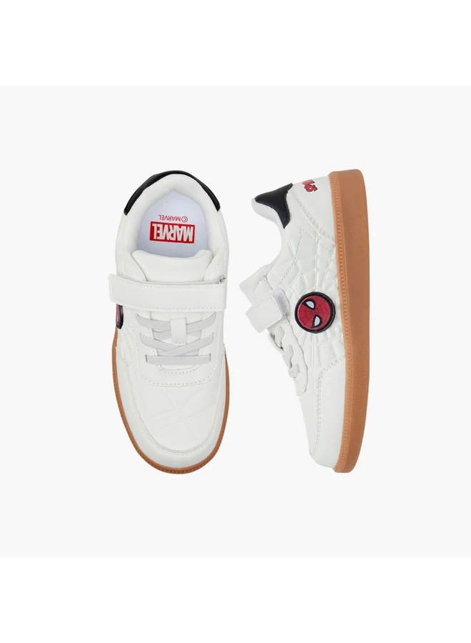 MARVEL Boys Spider-Man Applique Sneakers with Hook and Loop Closure