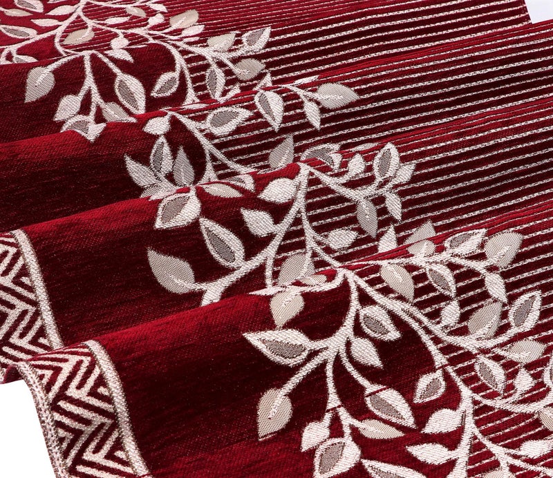 Nendle Superior Velvet Floral Sofa Mat 5 Seater Set Durable Protector for Living Room Mat 3 Seater and 2 Seater, Suitable for L Shape, Sectional and U Shape Sofa (Maroon Pack of 2) - Image 2