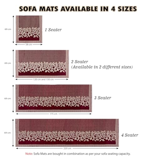 Nendle Superior Velvet Floral Sofa Mat 5 Seater Set Durable Protector for Living Room Mat 3 Seater and 2 Seater, Suitable for L Shape, Sectional and U Shape Sofa (Maroon Pack of 2) - Image 4