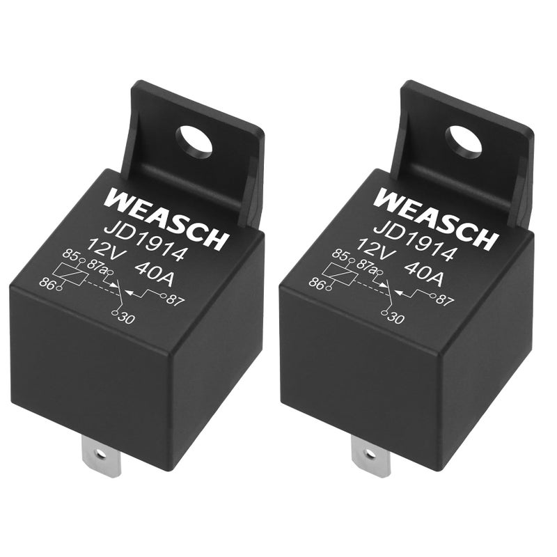 Weasch 2 Pack JD1914 Car Relay 12V 40A 5 Pin SPDT Automotive Switches and Starters Waterproof Relay for Boat Tractor Truck Motorcycle 2 - Image 3