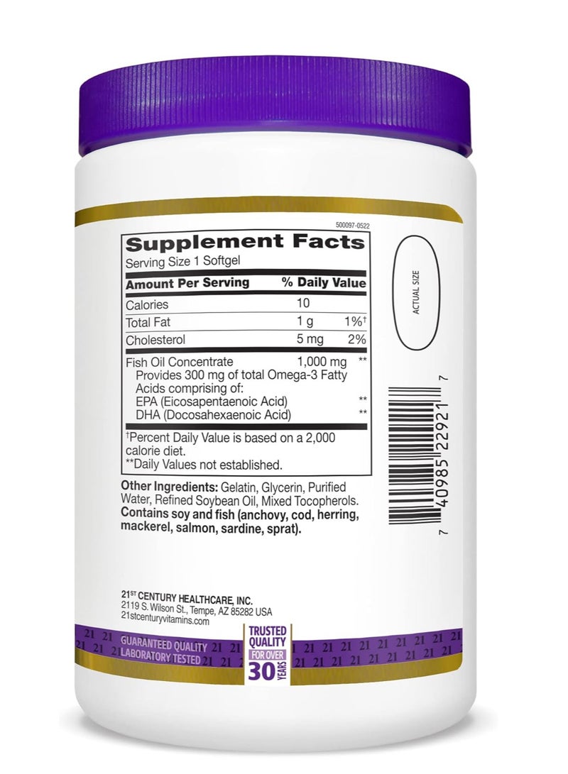 21st CENTURY Fish Oil 1000 mg Softgels, 300 Count  - Image 2