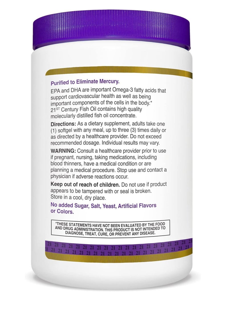 21st CENTURY Fish Oil 1000 mg Softgels, 300 Count  - Image 3