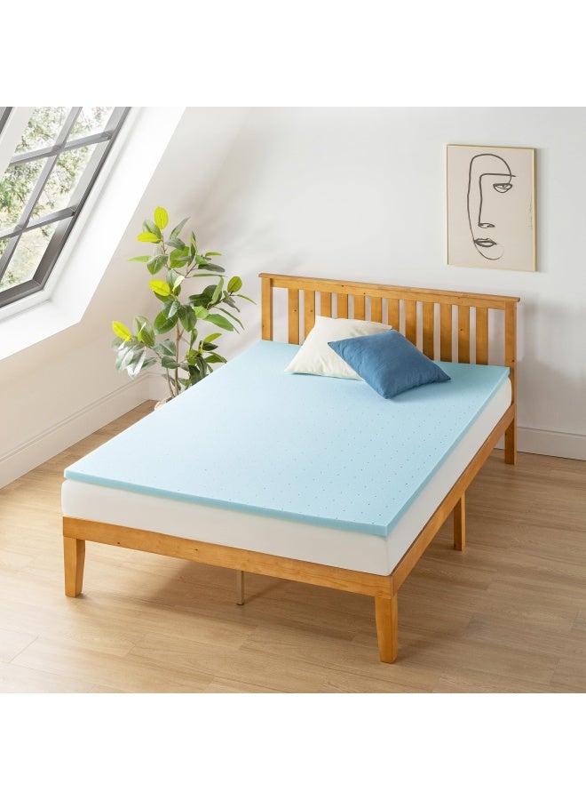 Best Price Mattress غطاء مرتبة من إسفنج الذاكرة مقاس 1.5 بوصة مزود بجل تبريد معتمد من Certipur US، أزرق مزدوج - Image 2