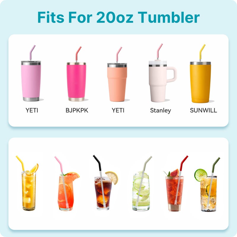 Soledea 20 oz Straight Metal Straws with Silicone Tip for 20 oz Tumbler, Stainless Steel Reusable Drinking Metal Straw for YETI, STANLEY, US Acrylio, BJPKPK, Simple Modern and so on - Image 5