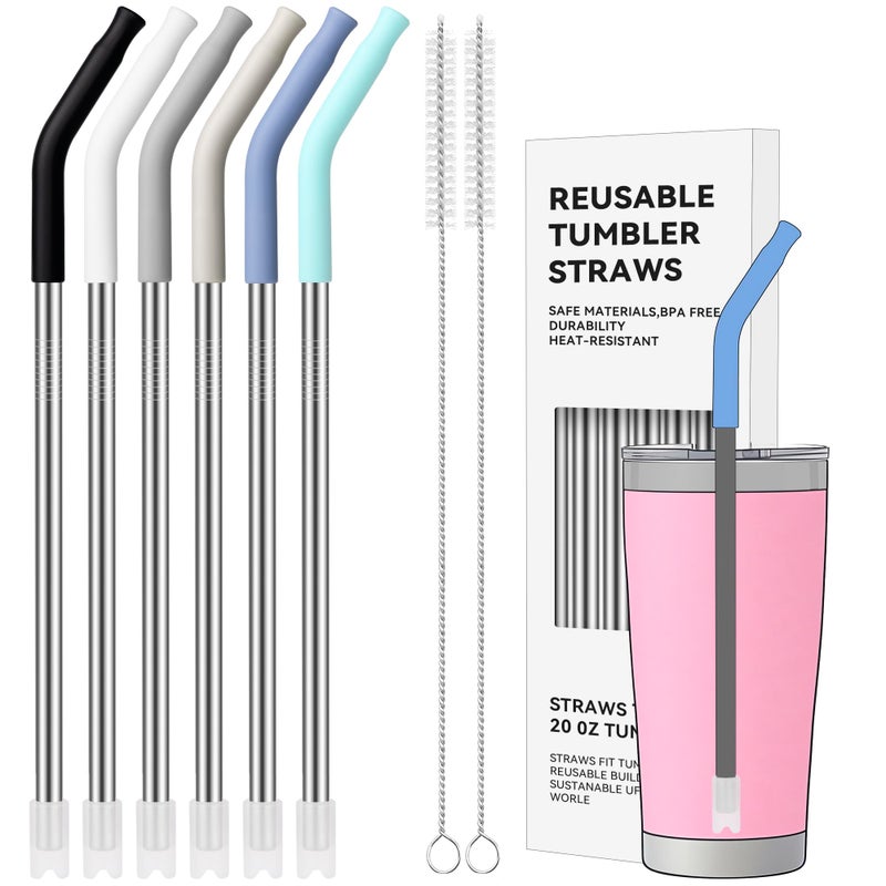 Soledea 20 oz Straight Metal Straws with Silicone Tip for 20 oz Tumbler, Stainless Steel Reusable Drinking Metal Straw for YETI, STANLEY, US Acrylio, BJPKPK, Simple Modern and so on - Image 1