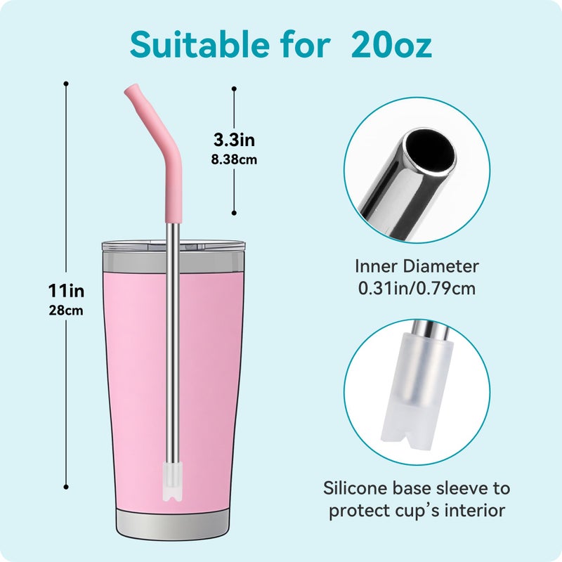 Soledea 20 oz Straight Metal Straws with Silicone Tip for 20 oz Tumbler, Stainless Steel Reusable Drinking Metal Straw for YETI, STANLEY, US Acrylio, BJPKPK, Simple Modern and so on - Image 4