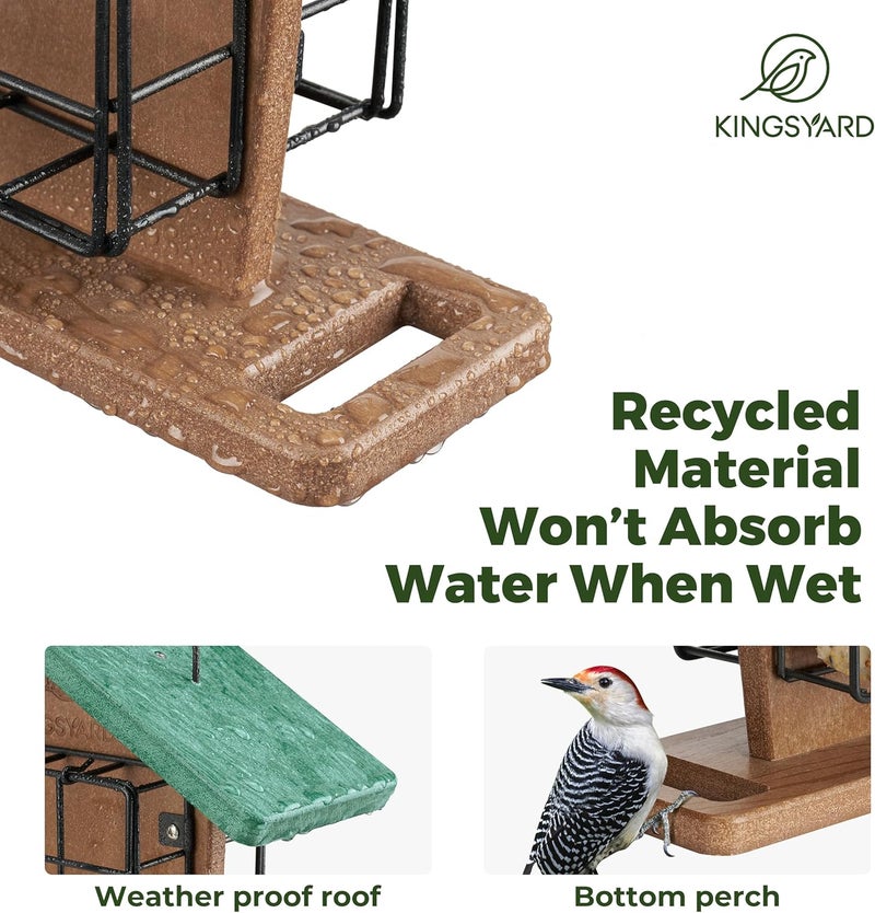 Kingsyard Recycled Plastic Suet Bird Feeder, Premium Birdfeeder with Double Suet Cake Cages, Durable & Weatherproof, Great for Attracting Wild Birds - Image 3