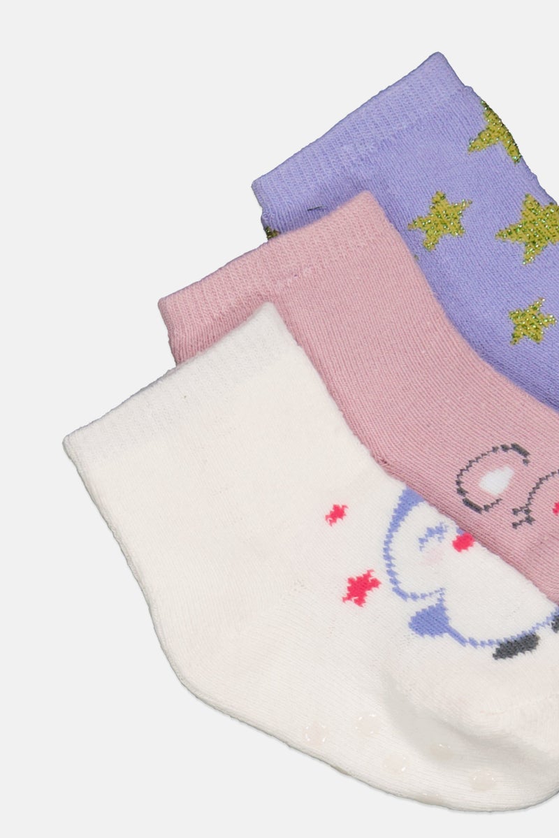 Cool Club Toddlers Girl 3 Pairs Printed Socks, Multicolor - Image 2