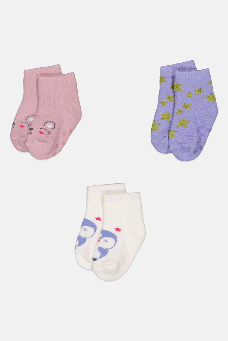 Cool Club Toddlers Girl 3 Pairs Printed Socks, Multicolor - Image 3