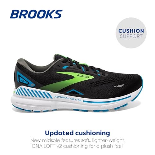Brooks Men’s Adrenaline GTS 23 Supportive Running Shoe - Black/Hawaiian Ocean/Green - 10 Wide - Image 3