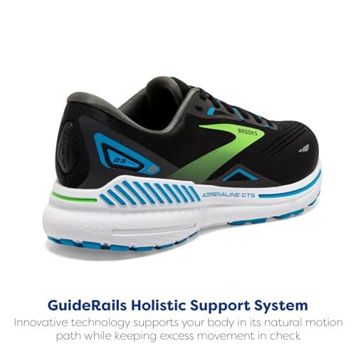 Brooks Men’s Adrenaline GTS 23 Supportive Running Shoe - Black/Hawaiian Ocean/Green - 10 Wide - Image 4