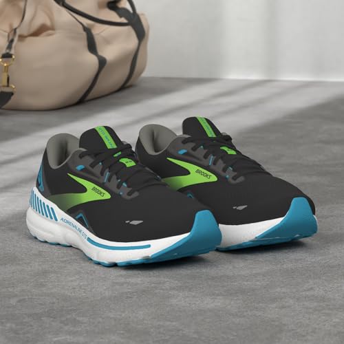 Brooks Men’s Adrenaline GTS 23 Supportive Running Shoe - Black/Hawaiian Ocean/Green - 10 Wide - Image 2