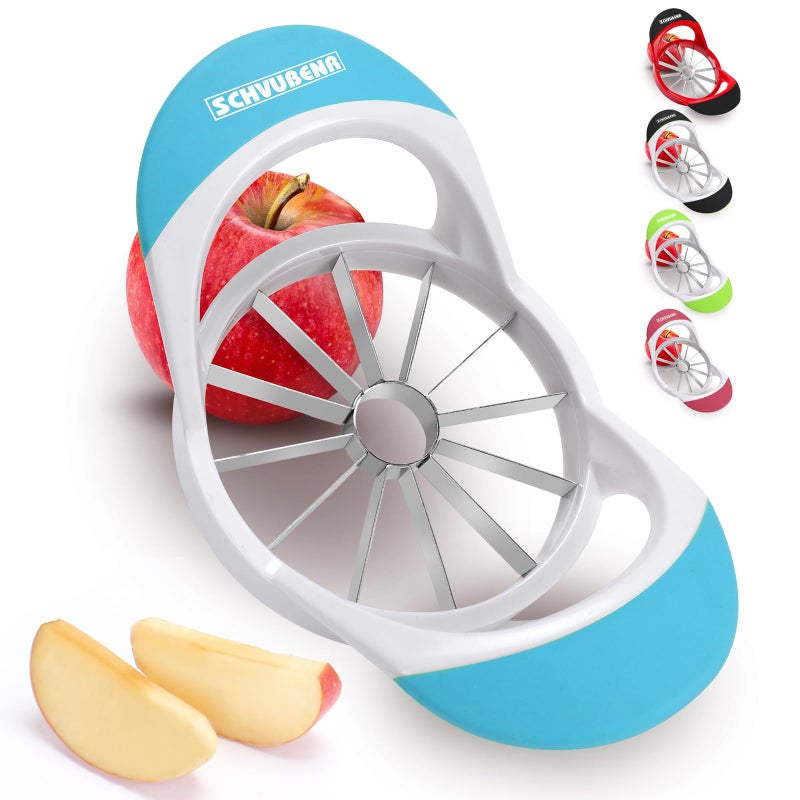 SCHVUBENR 472 Inch Large Apple Slicer with 12 Blades Professional Apple Cutter Stainless Steel Apple Corer Sharp Apple Slicer and Corer Apple Corer Tool Dishwasher SafeBlue