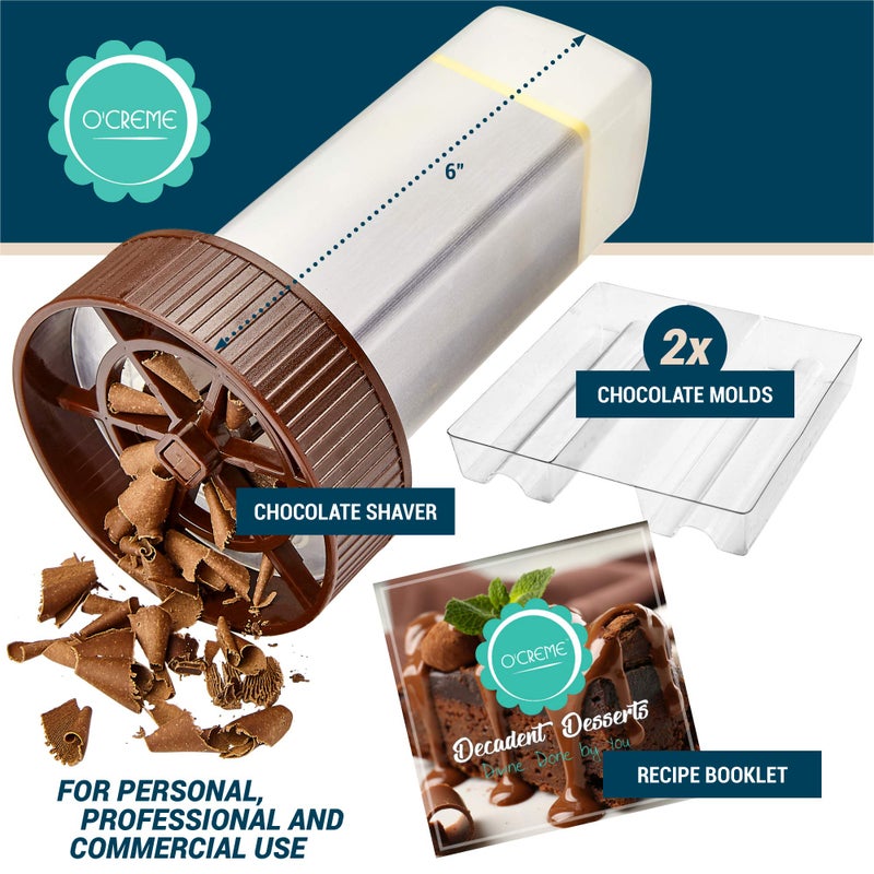 O'Creme - Chocolate Shaver - Rotary Hand Held Grater and Slicer Device to Make Professional Gourmet Quality Chocolate Shavings - Premium Baking Gadgets for Personal and Commercial Kitchen Use - Image 3