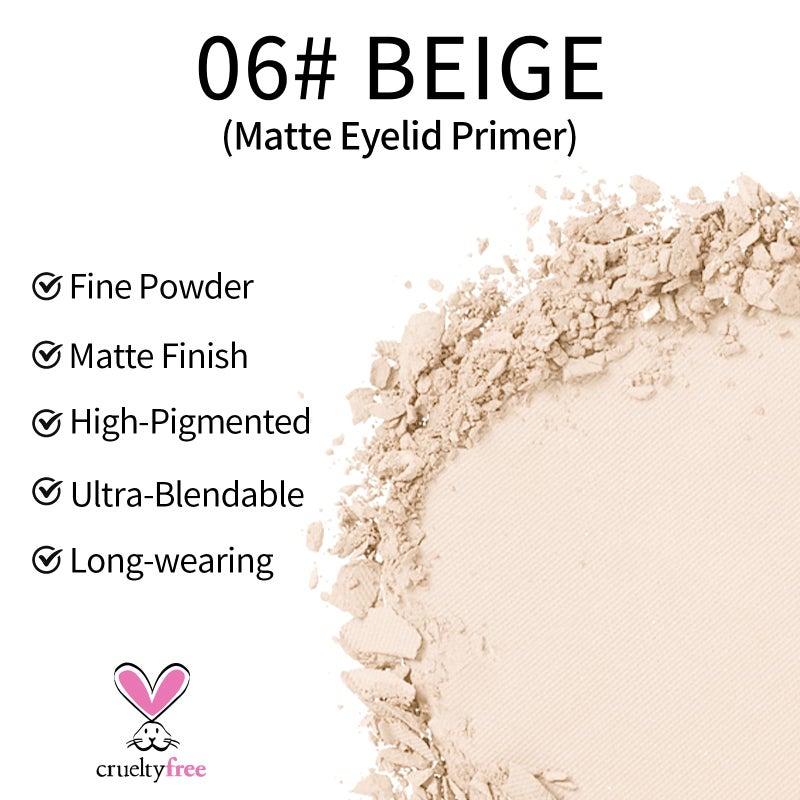 Erinde Single Beige Matte Eyeshadow Palette, Velvet Eye Shadow Compact Powder Primer Base Makeup, Neutral Nudes Matte Pressed Powder Eye Shadow Palette, 06# Beige - Image 3