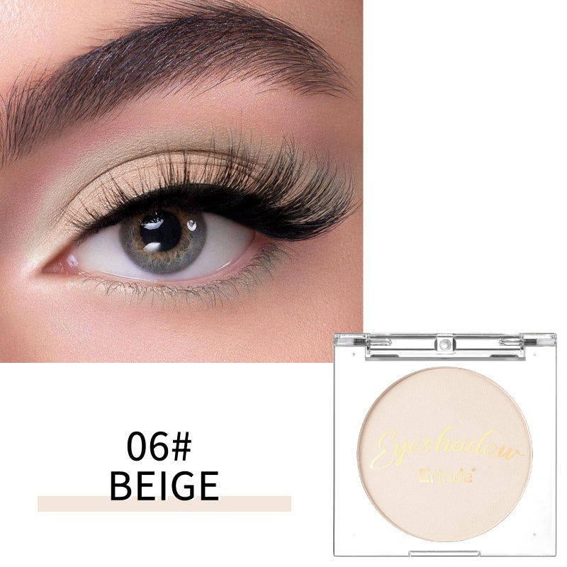 Erinde Single Beige Matte Eyeshadow Palette, Velvet Eye Shadow Compact Powder Primer Base Makeup, Neutral Nudes Matte Pressed Powder Eye Shadow Palette, 06# Beige - Image 2