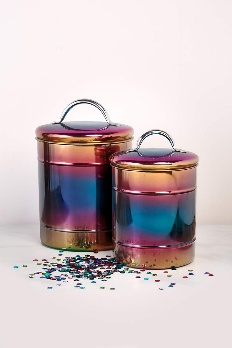 Amici Home Rainbow Metal Storage Canister | Dry Food Storage Container | Airtight Lid | 38 Ounce Capacity | Modern Home Décor | Decorative Metal Canister for Kitchen Countertop - Image 2