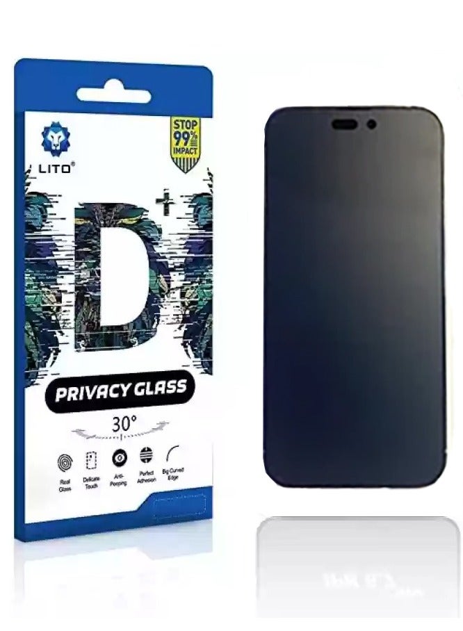 LITO Full Coverage Full Glue Anti-Spy Anti Fingerprint Matte Tempered Glass Screen Protector For Apple IPhone 15 Pro Max - Image 1
