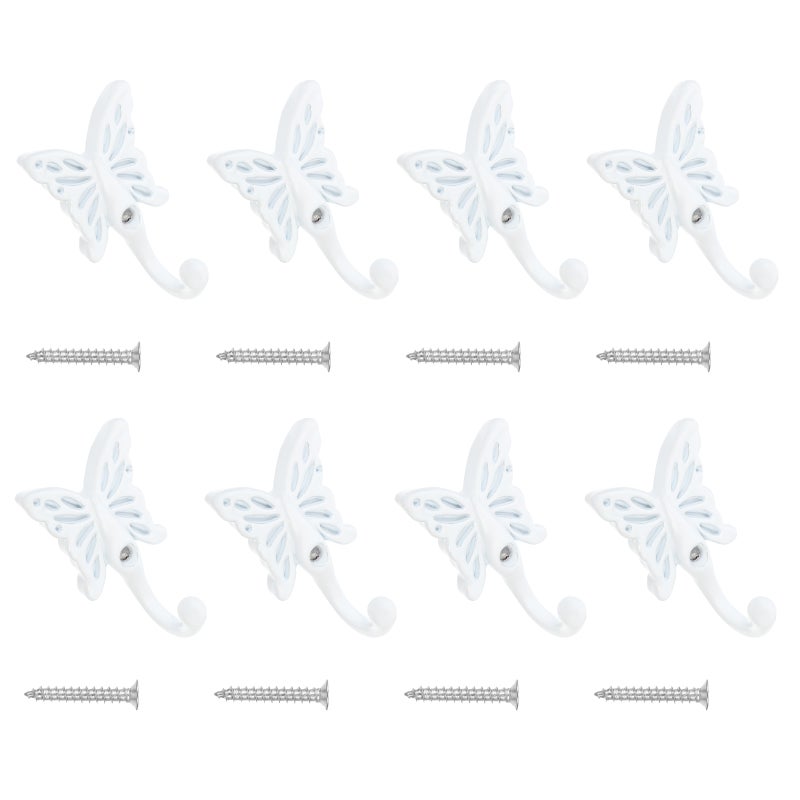 8pcs Retro Butterfly Closet Hooks - European Style Butterfly Single Hangers - Heavy Duty Alloy Wall Coat Hook For Wardrobe - Image 1