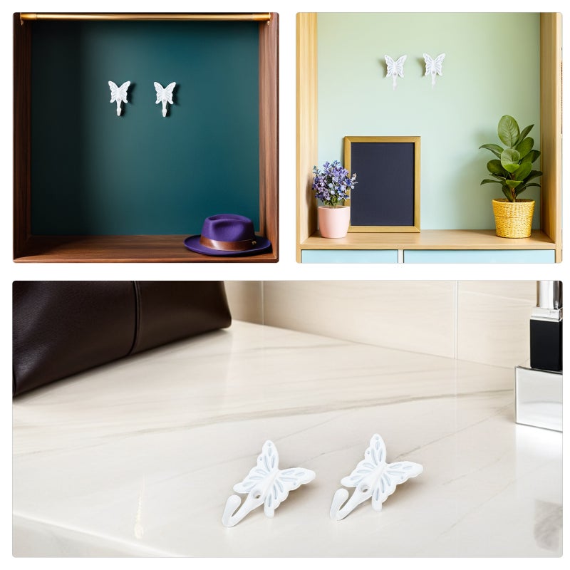 8pcs Retro Butterfly Closet Hooks - European Style Butterfly Single Hangers - Heavy Duty Alloy Wall Coat Hook For Wardrobe - Image 2