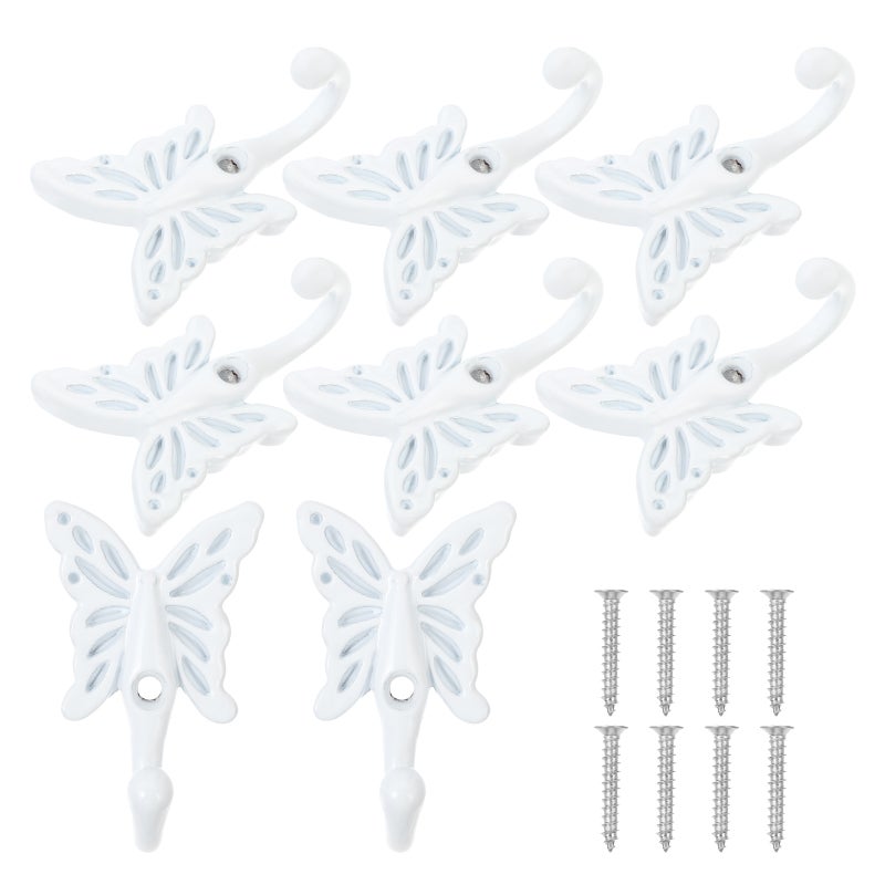 8pcs Retro Butterfly Closet Hooks - European Style Butterfly Single Hangers - Heavy Duty Alloy Wall Coat Hook For Wardrobe - Image 4